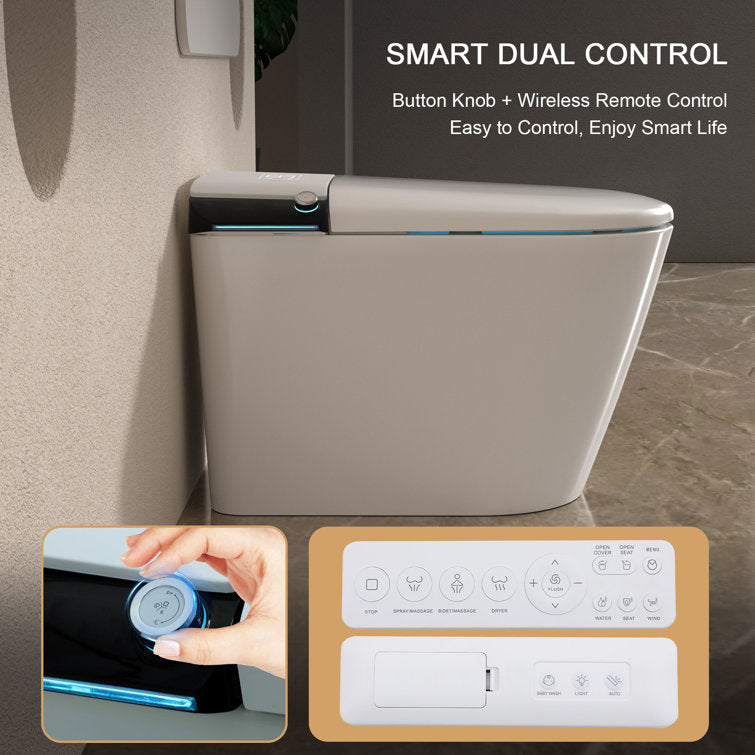 Smart Toilet,One Piece Bidet Toilet for Bathrooms,Modern Elongated Toilet with Warm Water,Dual Auto Flush,Foot Sensor Operation,Heated Bidet Seat,Electric Tankless Toilets with LED Display
from Lordear